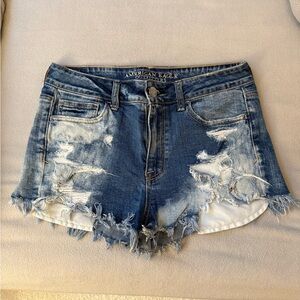 American Eagle Outfitters Blue Distressed Jean Shorts